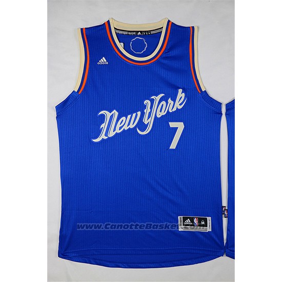 Maglia Natale 2015 New York Carmelo Anthony #7 Blu